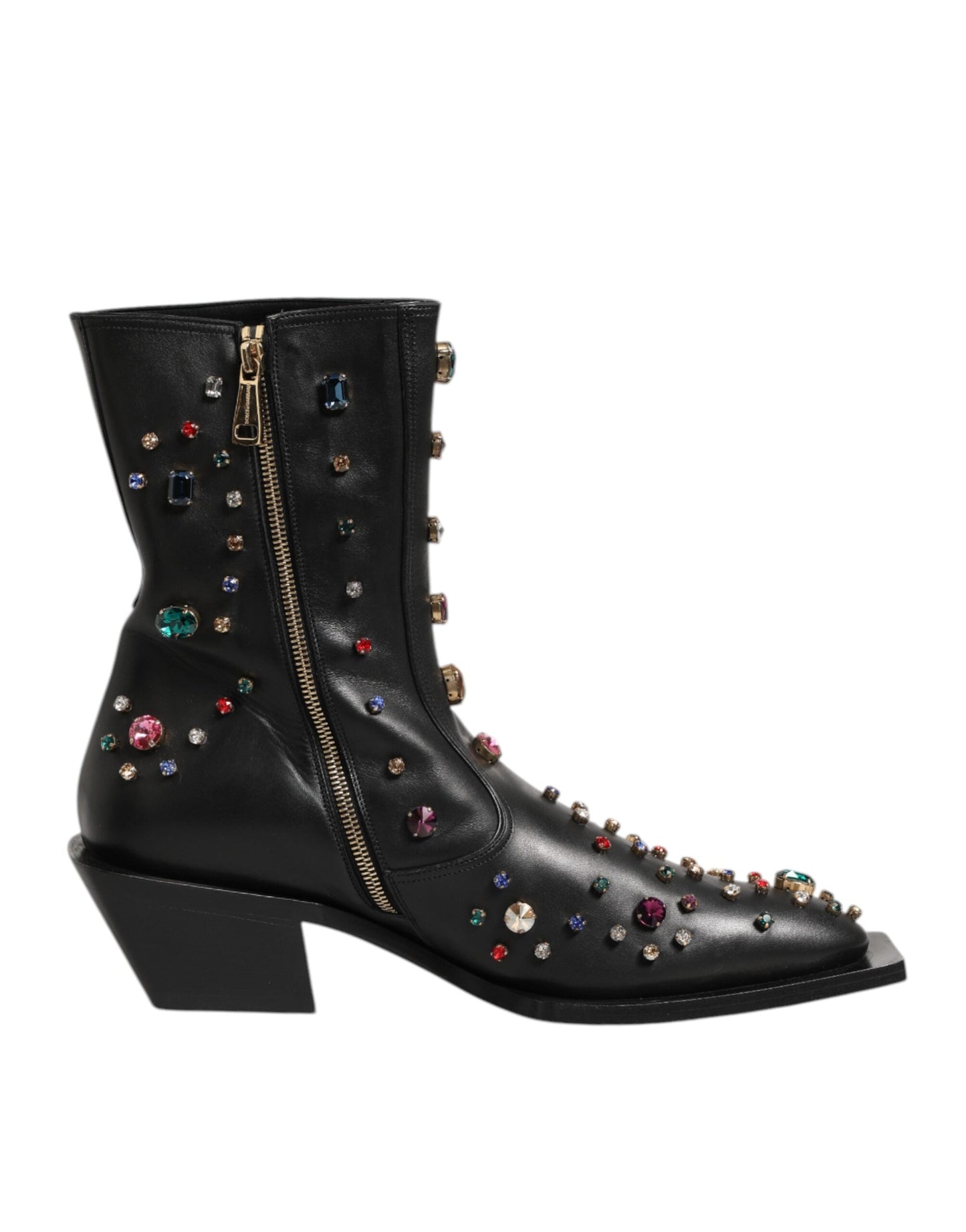 Dolce & Gabbana Black Crystal Embellished Men Short Boots Men's Shoes