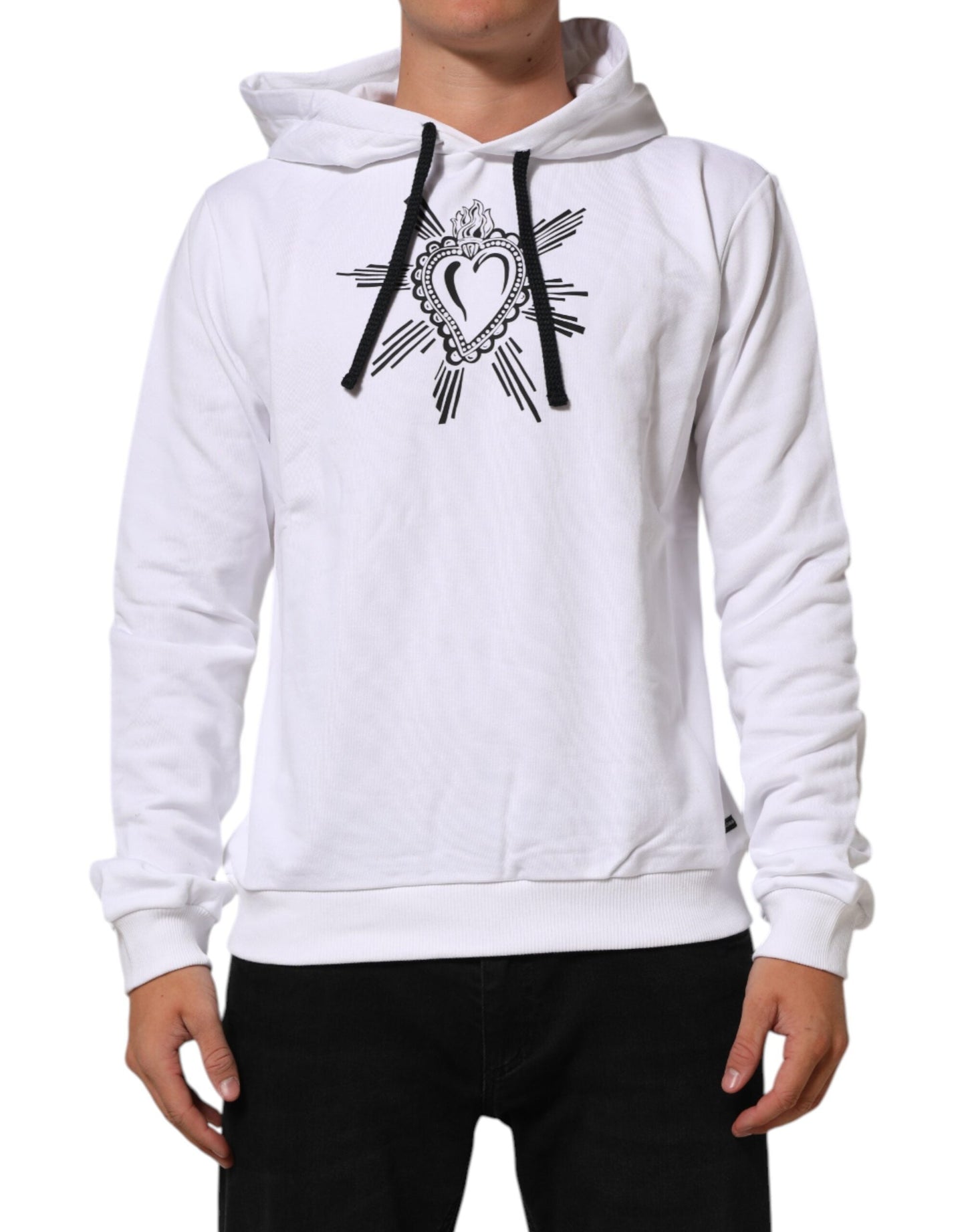 Dolce & Gabbana White Sacred Heart Hooded Sweatshirt Men's Sweater ()