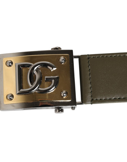 Dolce & Gabbana Military Green Nylon Logo Metal Buckle Men's Belt ()