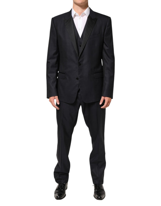 Dolce & Gabbana Black MARTINI 2 Buttons Men's 3 Piece Men's Suit
