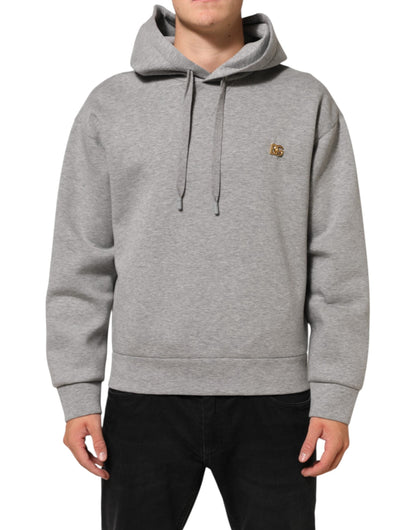 Dolce & Gabbana Gray Logo Cotton Hooded Sweatshirt Men's Sweater ()