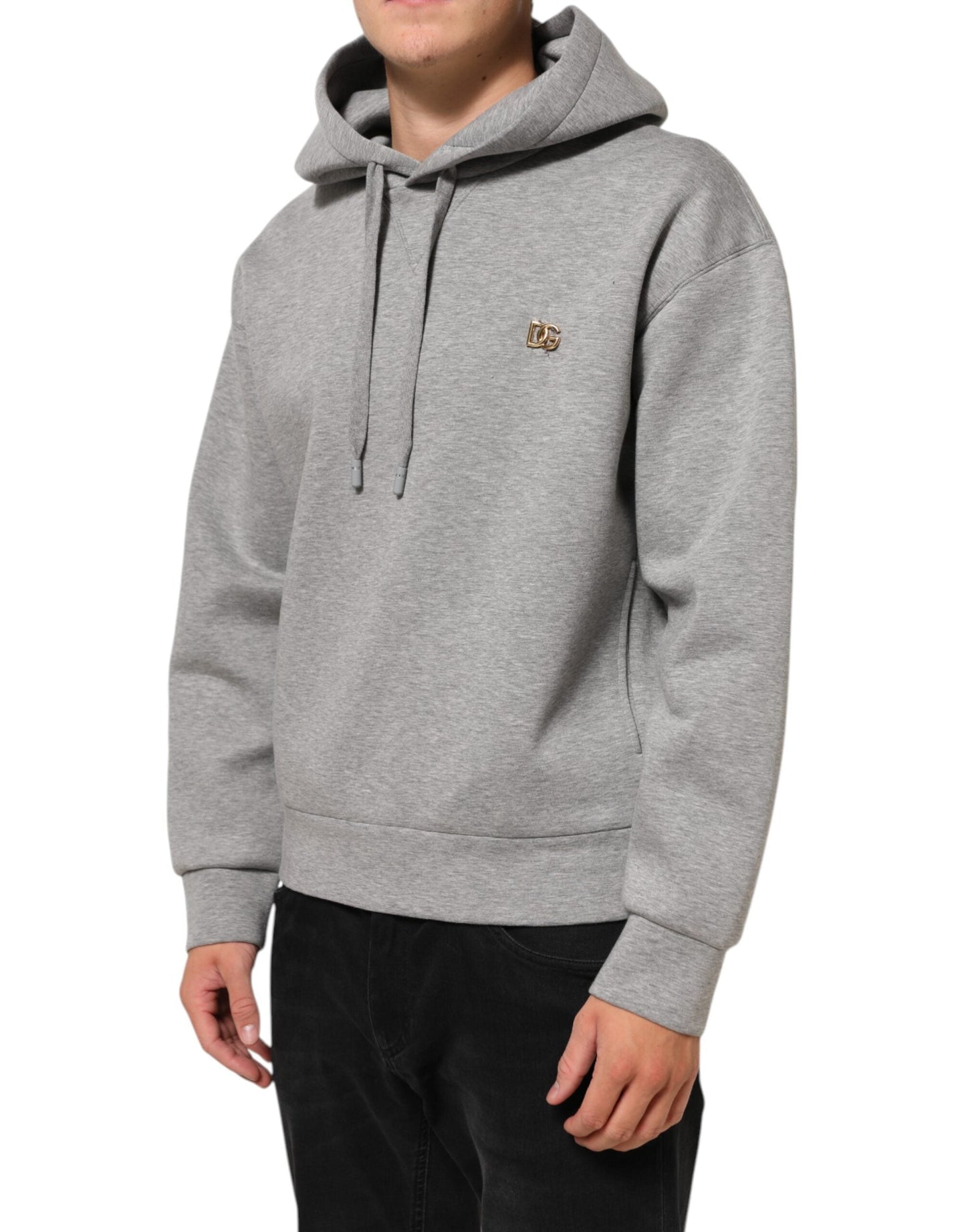 Dolce & Gabbana Gray Logo Cotton Hooded Sweatshirt Men's Sweater ()