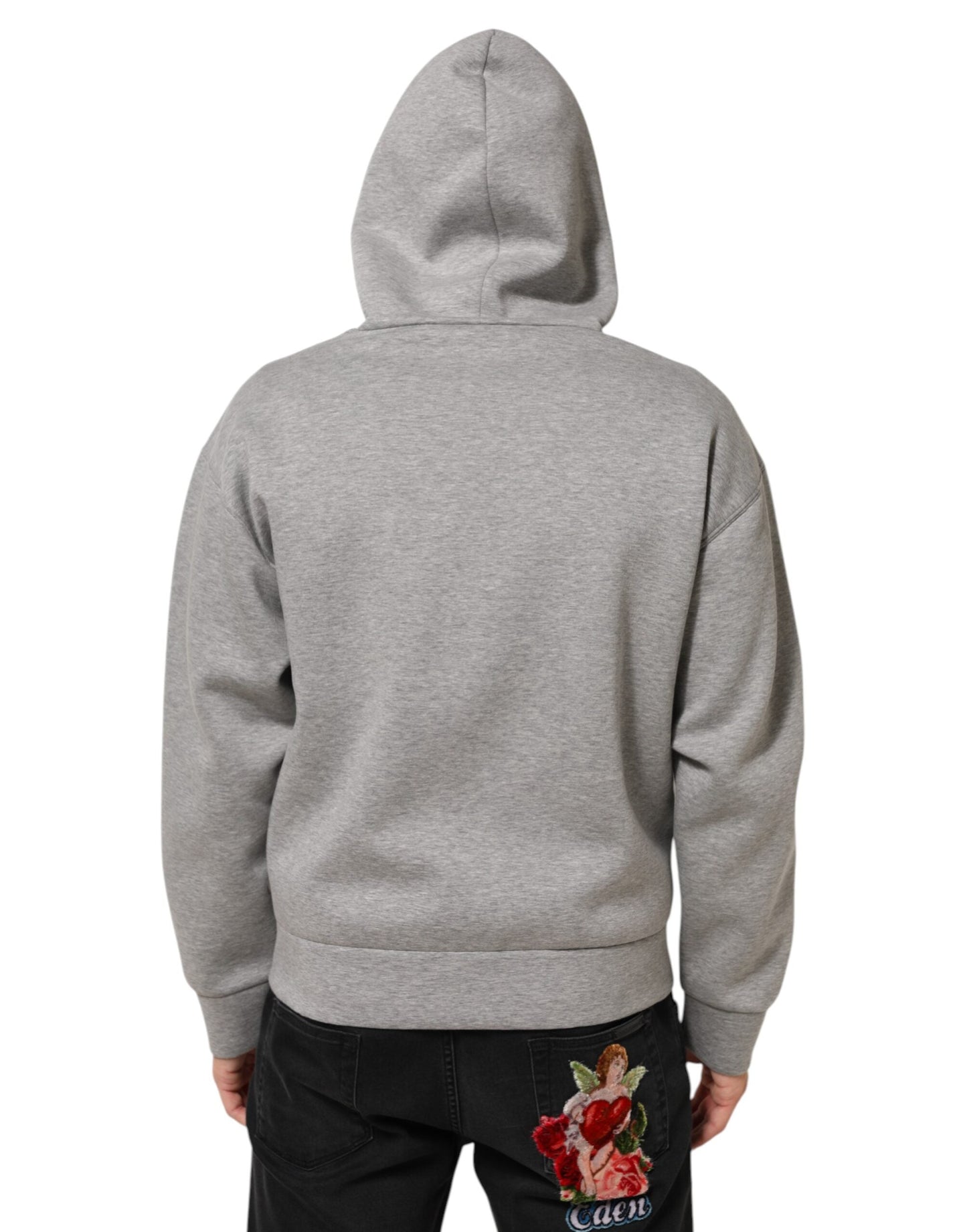 Dolce & Gabbana Gray Logo Cotton Hooded Sweatshirt Men's Sweater ()