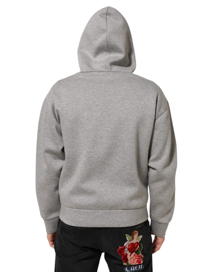 Dolce & Gabbana Gray Logo Cotton Hooded Sweatshirt Men's Sweater ()
