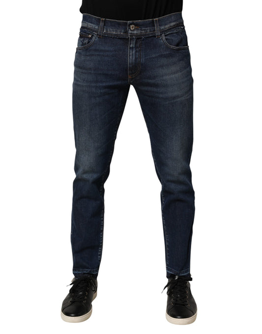 Dolce & Gabbana Blue Cotton Stretch Skinny Men Denim Men's Jeans