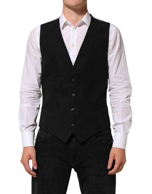 Dolce & Gabbana Black Cotton Waistcoat Dress Men Formal Men's Vest