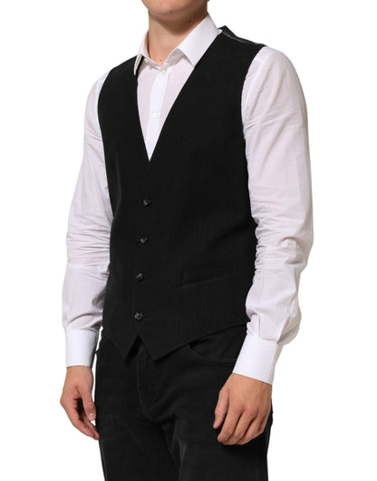 Dolce & Gabbana Black Cotton Waistcoat Dress Men Formal Men's Vest