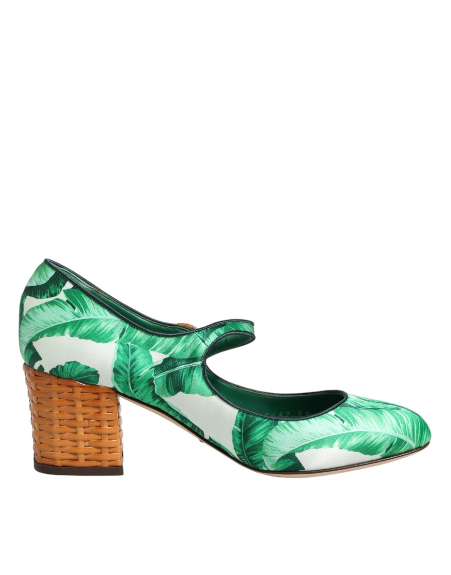 Dolce & Gabbana Green Silk MARY JANES Leaf Sandals Women's Shoes