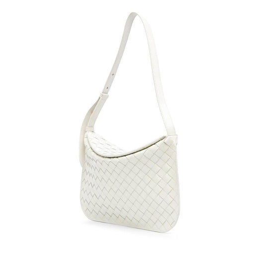 Bottega Veneta Brushed Calfskin Intrecciato Cradle Fold Over Shoulder Bag