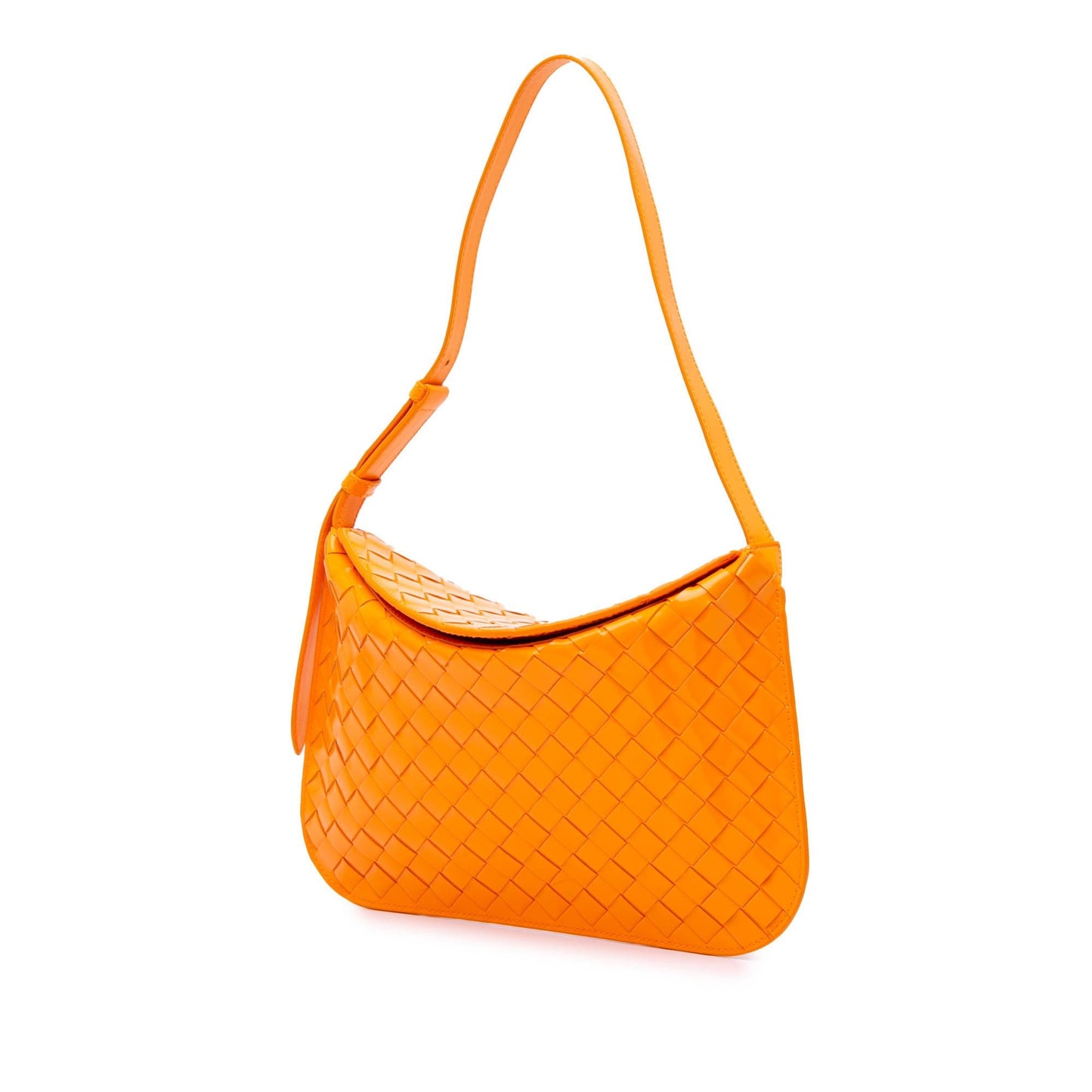 Bottega Veneta Brushed Calfskin Intrecciato Cradle Fold Over Shoulder Bag