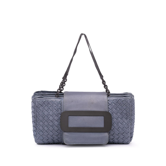 Bottega Veneta Canvas Intrecciato Buckle Flap Handbag