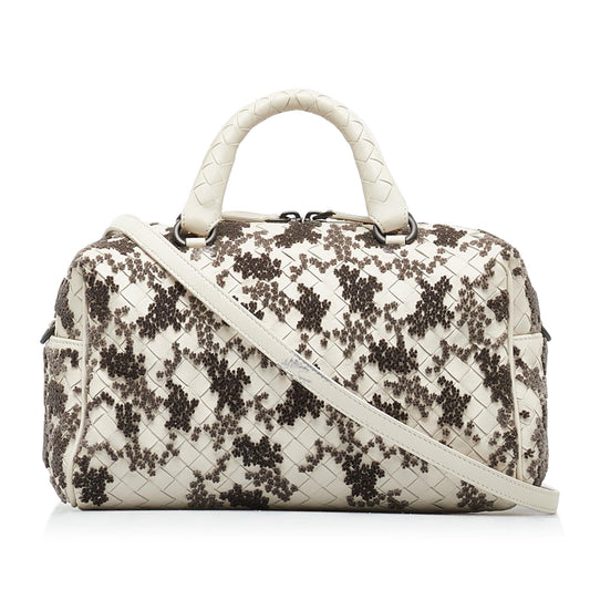 Bottega Veneta In Mist Intrecciato Flocked Velvet Bouquet Duffel Bag (SHG-4thL80)