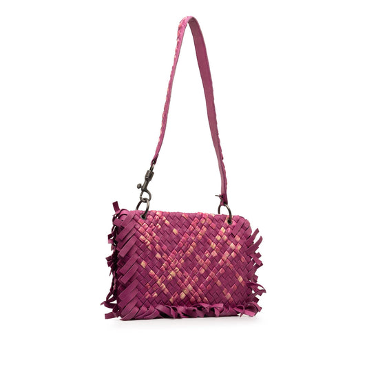 Bottega Veneta Paille Sfrangiato Aquatre Intrecciato Fringe Shoulder Bag (SHG-KXf7nX)