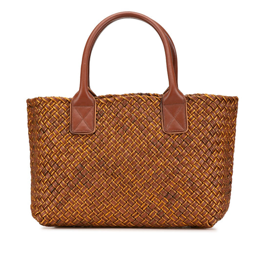 Bottega Veneta Small Lambskin Intreccio Cabat Tote (SHG-c8fLf8)