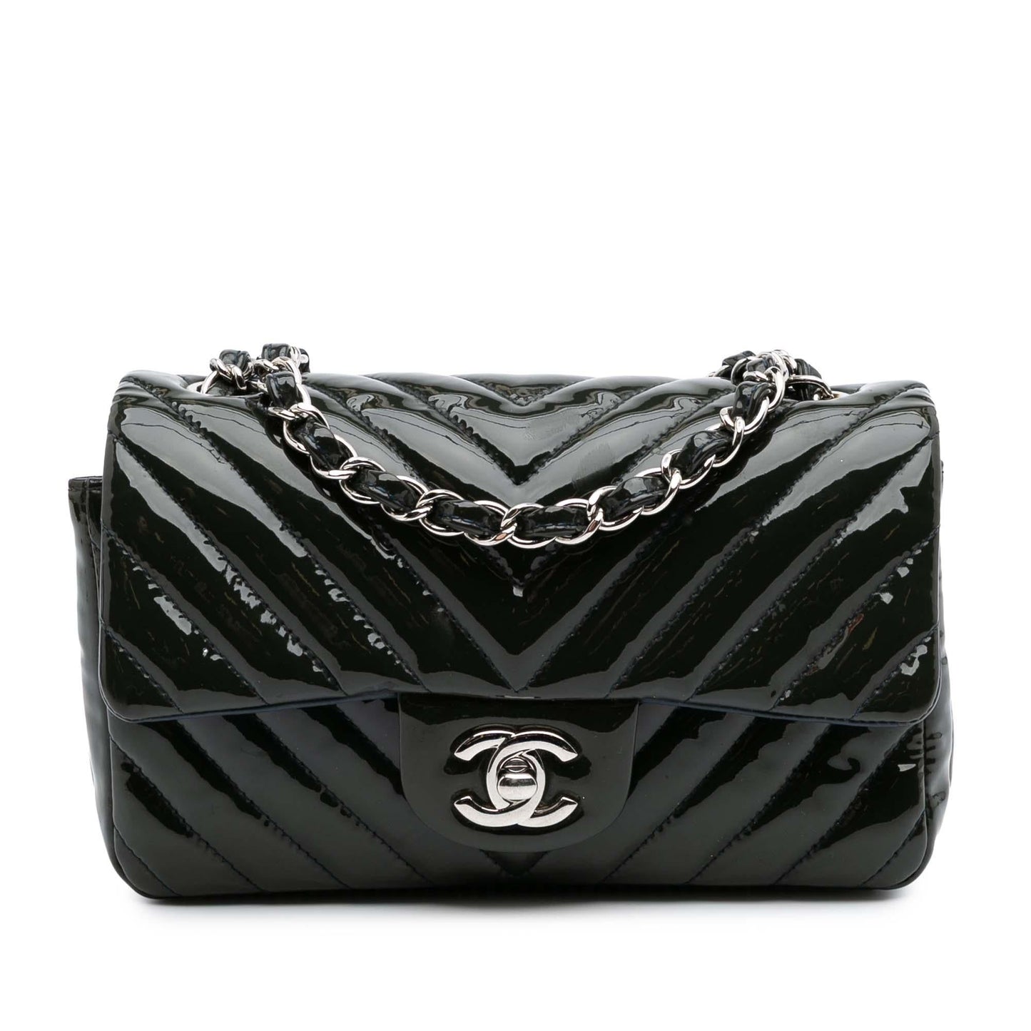 Chanel Mini Rectangular Classic Chevron Patent Single Flap