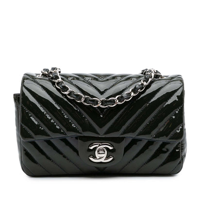 Chanel Mini Rectangular Classic Chevron Patent Single Flap