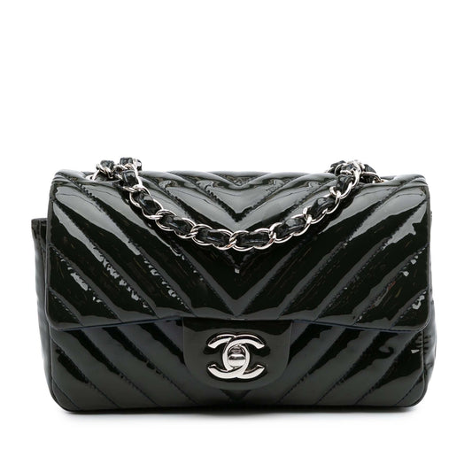 Chanel Mini Rectangular Classic Chevron Patent Single Flap