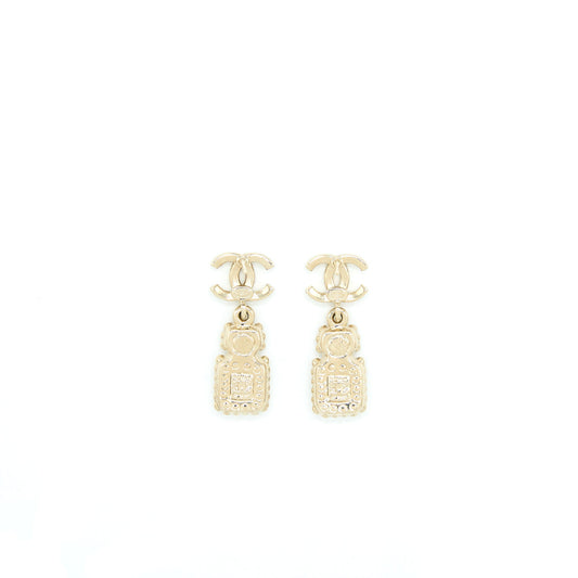 Chanel Crystal And Stud CC Perfume Drop Earring LGHW