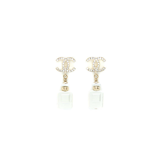 Chanel CC Logo with Perfume Bottle Drop Light Gold Tone