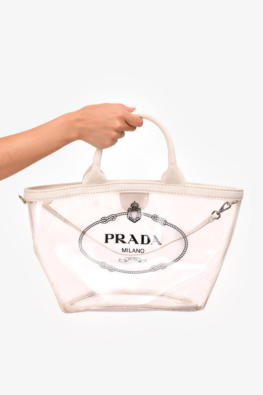 Prada Clear PVC Logo Tote