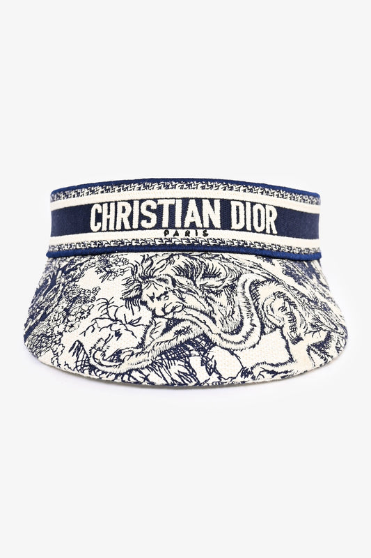 Christian Dior Navy/White Logo Embroidered Visor