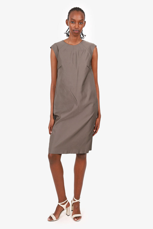 Prada Wool/Silk Grey Sleeveless Dress Size 46