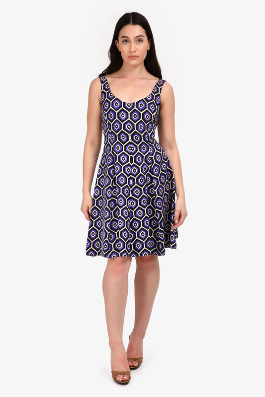 Prada 2012 Purple/Black Geometric Sundress Size 36