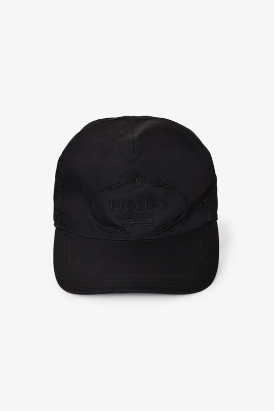 Prada Black Nylon/Leather Cap Size M