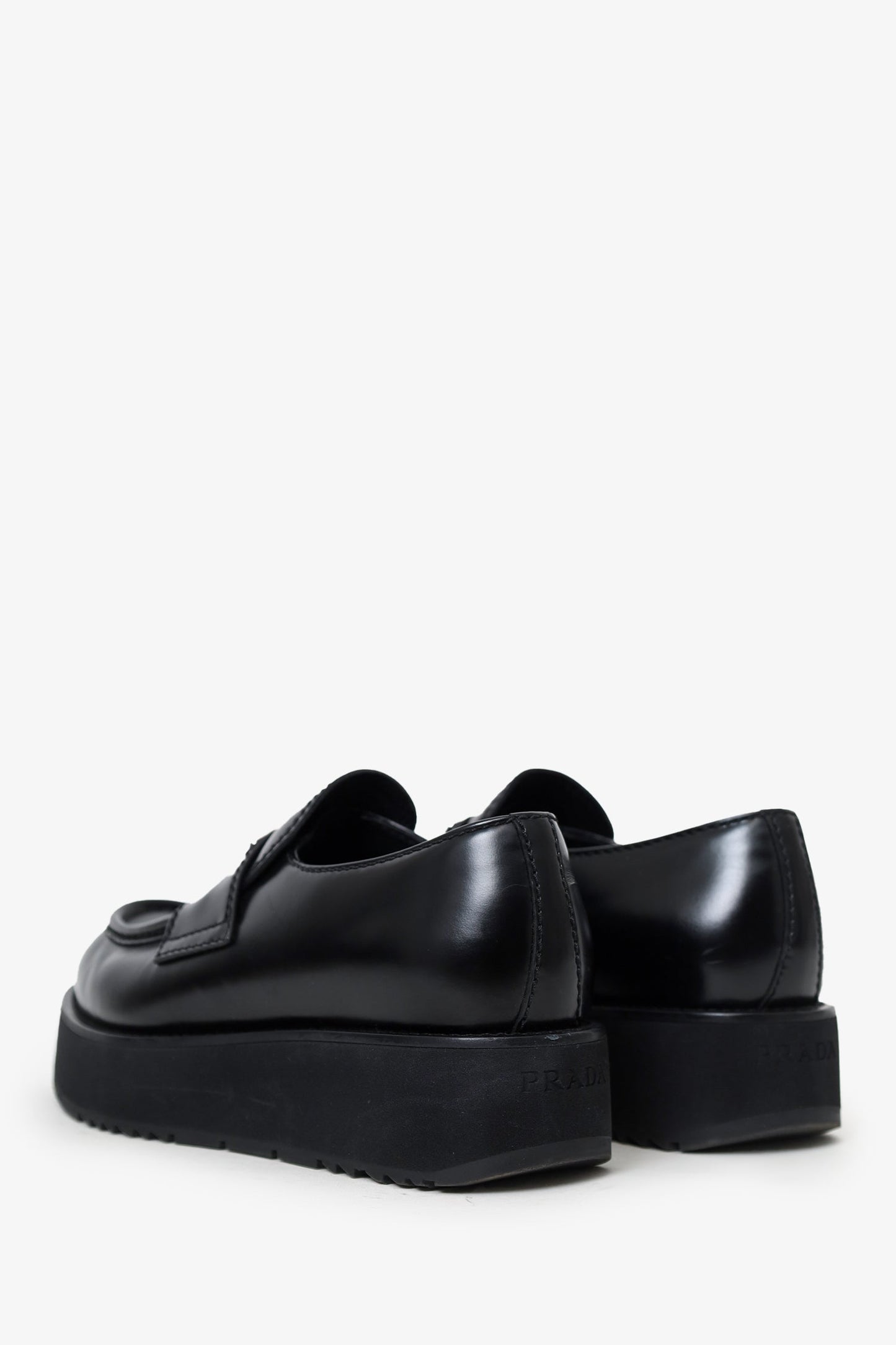 Prada Black Leather Brushed Loafers Size 41