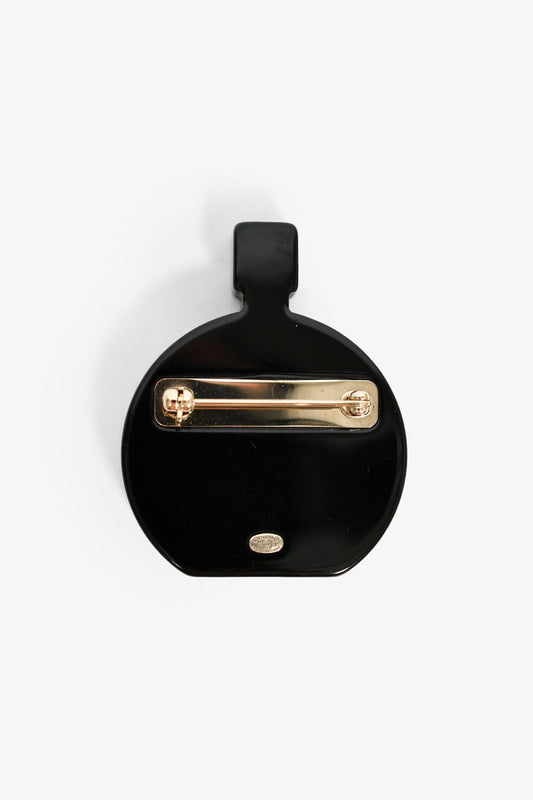 Chanel™ Black/White Glitter Resin Perfume Bottle Brooch