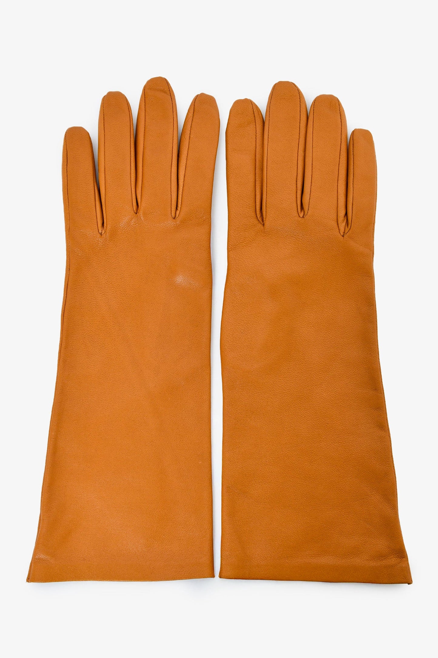 Saint Laurent Mustard Leather Long Gloves Size 8