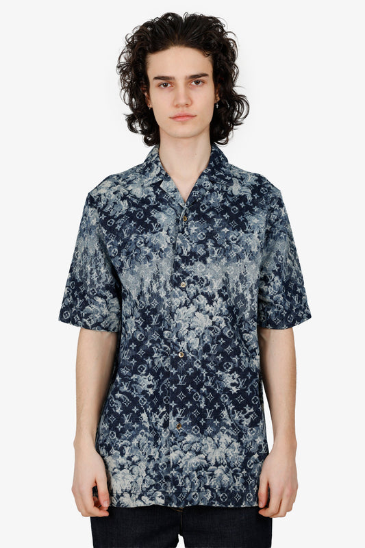 Louis Vuitton 2021 Blue Denim Tie-Dye Monogram Shirt Size S Mens